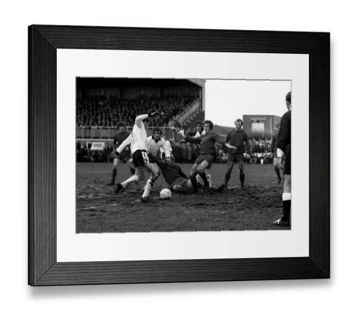 Framed Print : Hereford United v Newcastle United February 1972 The Bulls in action in their 3rd