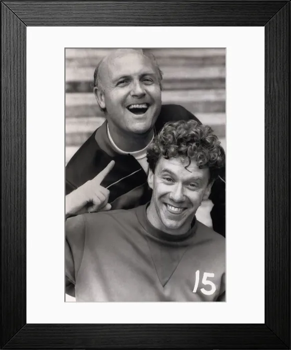 Framed Print : Don Howe Arsenal coach with Tony Woodcock September 1985 Framed Print : Don Howe Arsenal coach with Tony Woodcock September 1985