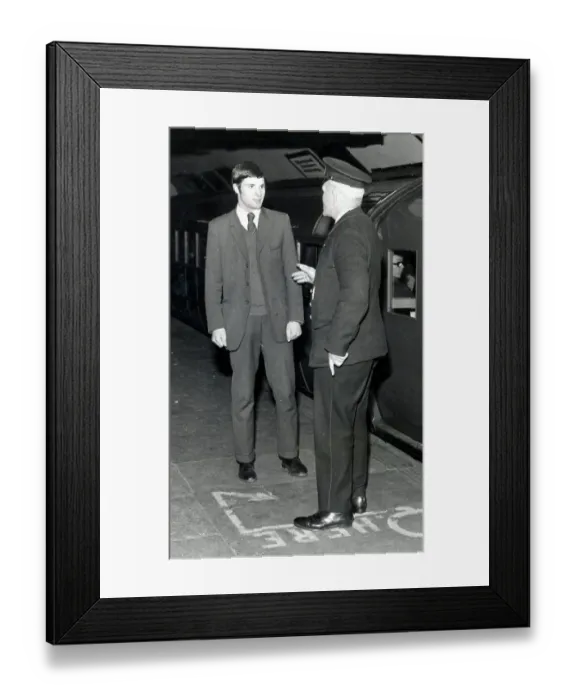 Framed Print : Derek Johnstone 1970 at copland road subway station 1970 Rangers football Framed Print : Derek Johnstone 1970 at copland road subway station 1970 Rangers football