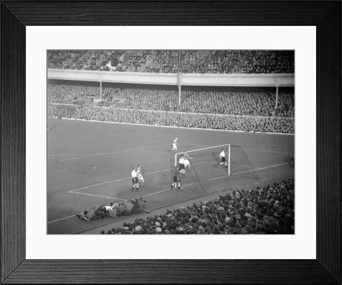 Framed Print : Arsenal v Blackpool 28th December 1953. General Scene around the Blackpool goal Framed Print : Arsenal v Blackpool 28th December 1953. General Scene around the Blackpool goal