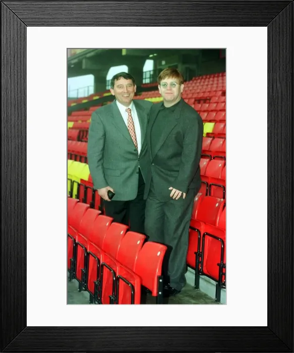 Framed Print : Graham Taylor Watford Football Club December 1998 Football Manager with Sir Elton