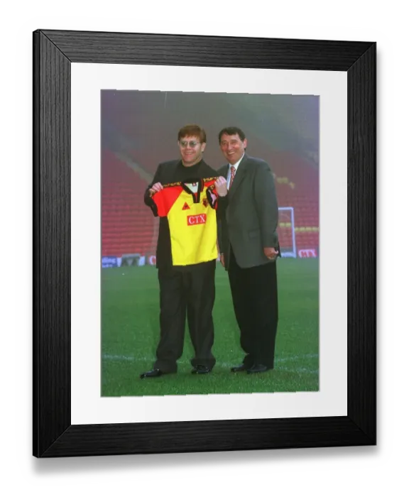 Framed Print : Graham Taylor Watford Football Club December 1998 Football Manager with Sir Elton