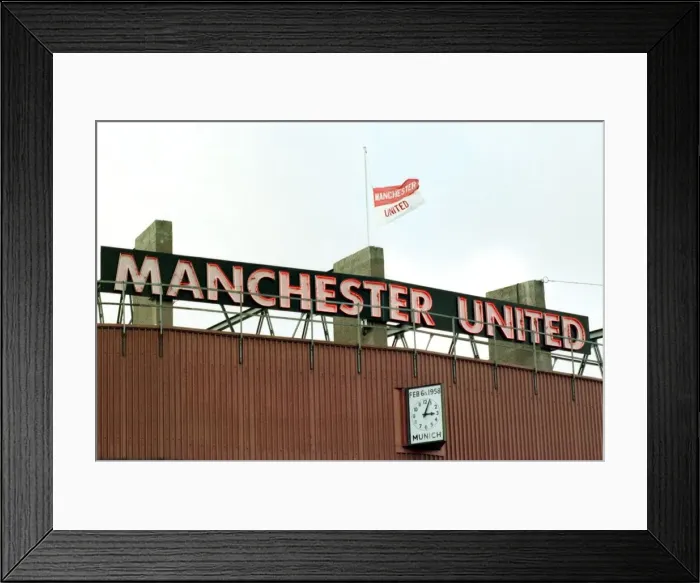 Framed Print : Flag at half mast at Old Trafford February 1998 as a tribute to the 40th Framed Print : Flag at half mast at Old Trafford February 1998 as a tribute to the 40th