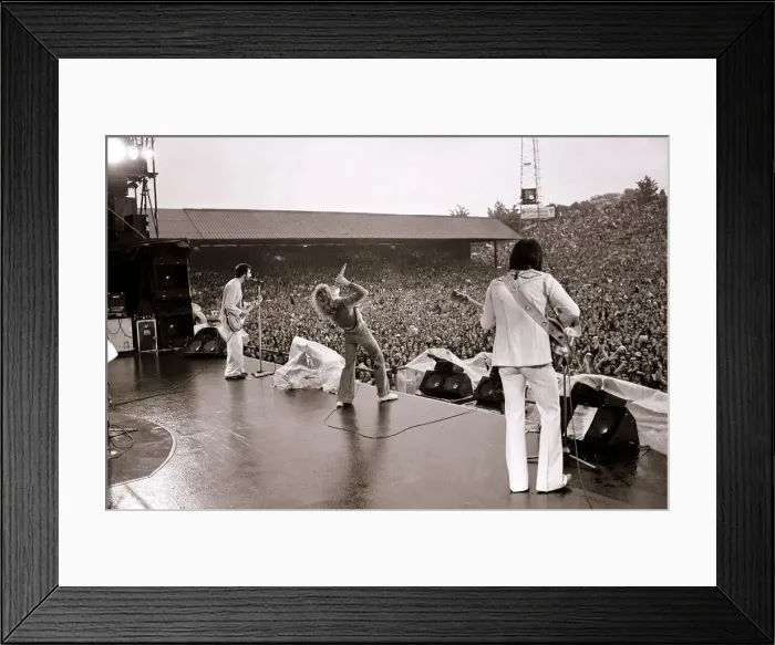 Framed Print : The Who in Concert - May 1976 Roger Daltrey on stage singing at the Charlton Framed Print : The Who in Concert - May 1976 Roger Daltrey on stage singing at the Charlton