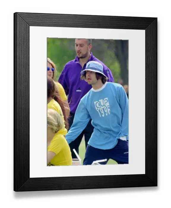 Framed Print : Liam Gallagher - May 1996 Liam Gallagher on the sidelines at Brit Pop rivals Framed Print : Liam Gallagher - May 1996 Liam Gallagher on the sidelines at Brit Pop rivals