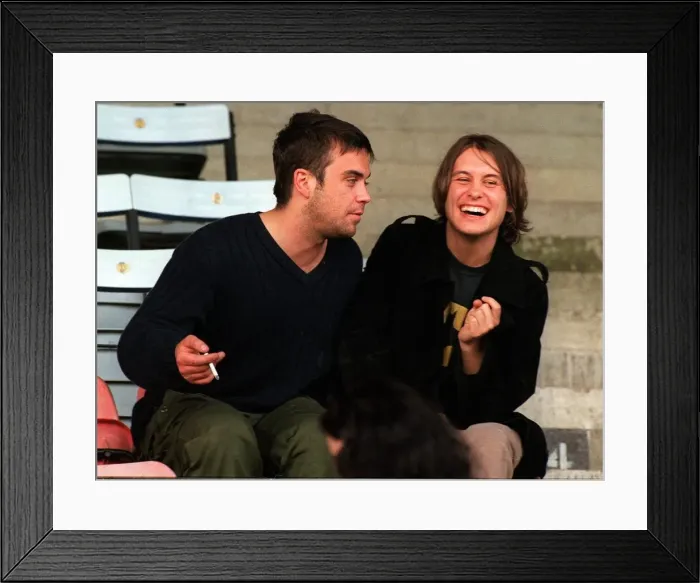 Framed Print : Robbie Williams and Mark Owen back together for a charity football match at Fulham FC Framed Print : Robbie Williams and Mark Owen back together for a charity football match at Fulham FC