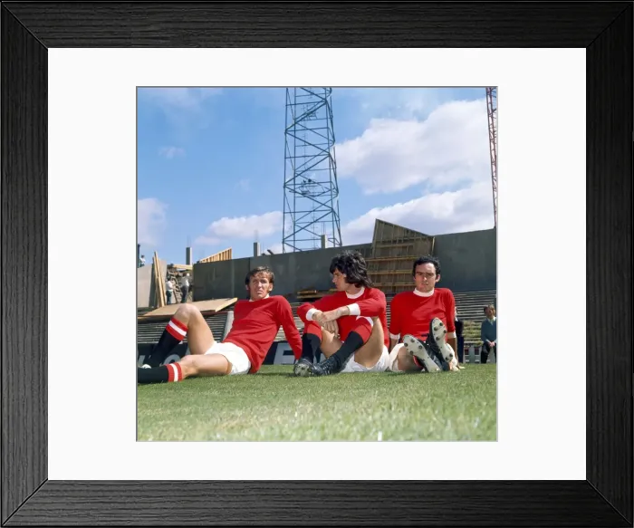 Framed Print : Manchester United Football Club Season 1971 - 1972 Left to Right pat Crerand Willie