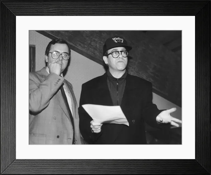 Framed Print : Elton John pop singer and chairman  /  owner of Watford Football Club