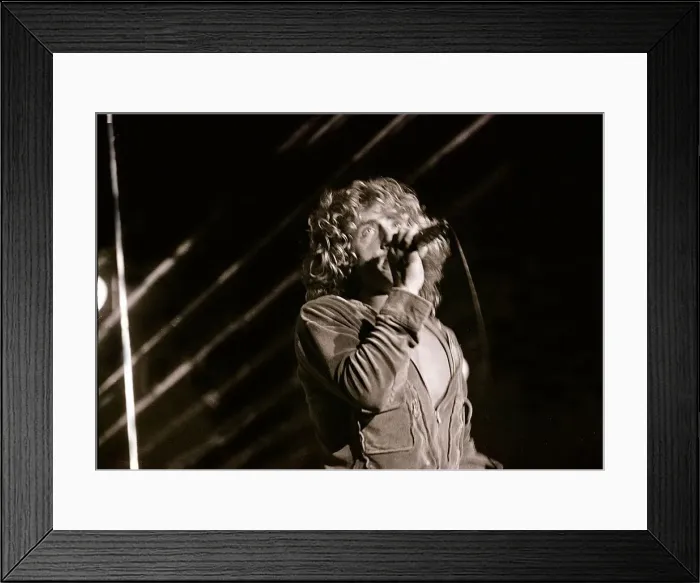 Framed Print : The Who in Concert - May 1976 Roger Daltrey on stage singing at the Charlton