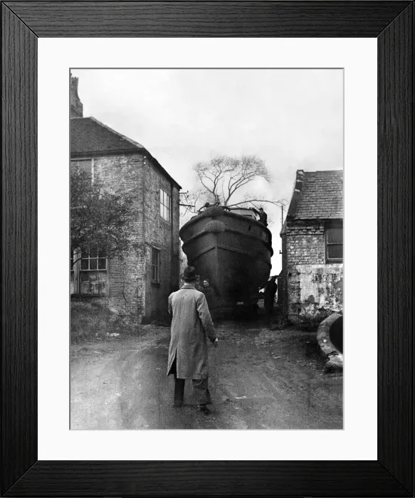 Framed Print : When this naval liberty boat is completed in the yard of Midland Town