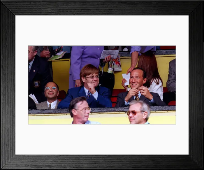 Framed Print : Elton John singer and Watford FC Chairman after receiving a standing ovation at Vicarage Framed Print : Elton John singer and Watford FC Chairman after receiving a standing ovation at Vicarage