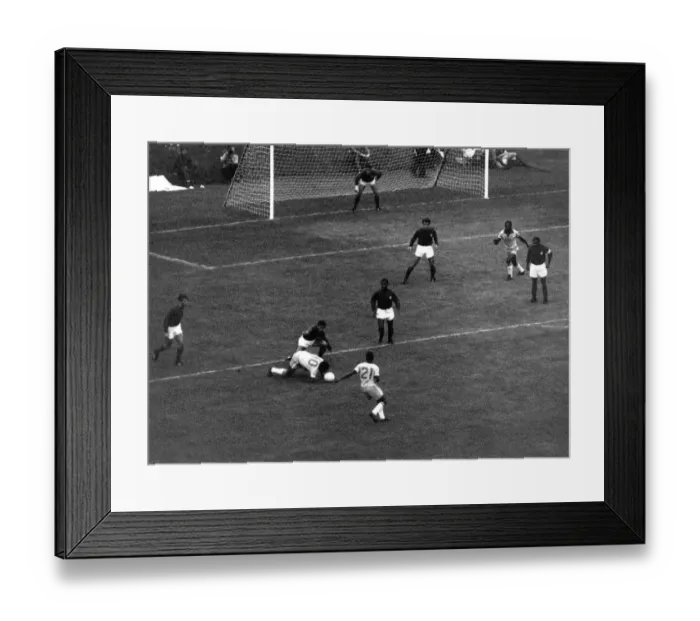Framed Print : Football - World Cup 1966 Portugal v Brazil Pele goes down injured during Framed Print : Football - World Cup 1966 Portugal v Brazil Pele goes down injured during