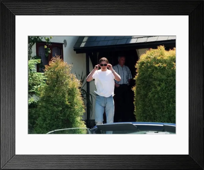 : David Beckham Football June 1997 Manchester United footballer outside the home of : David Beckham Football June 1997 Manchester United footballer outside the home of