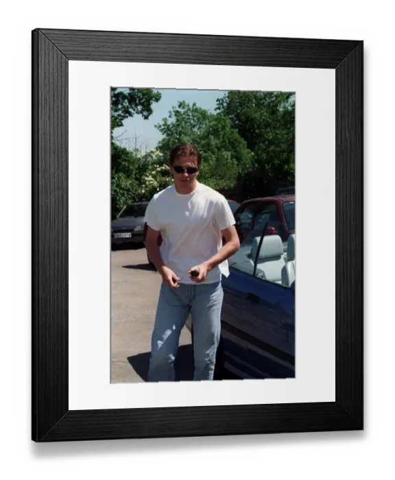 : David Beckham Football June 1997 Manchester United footballer outside the home of : David Beckham Football June 1997 Manchester United footballer outside the home of