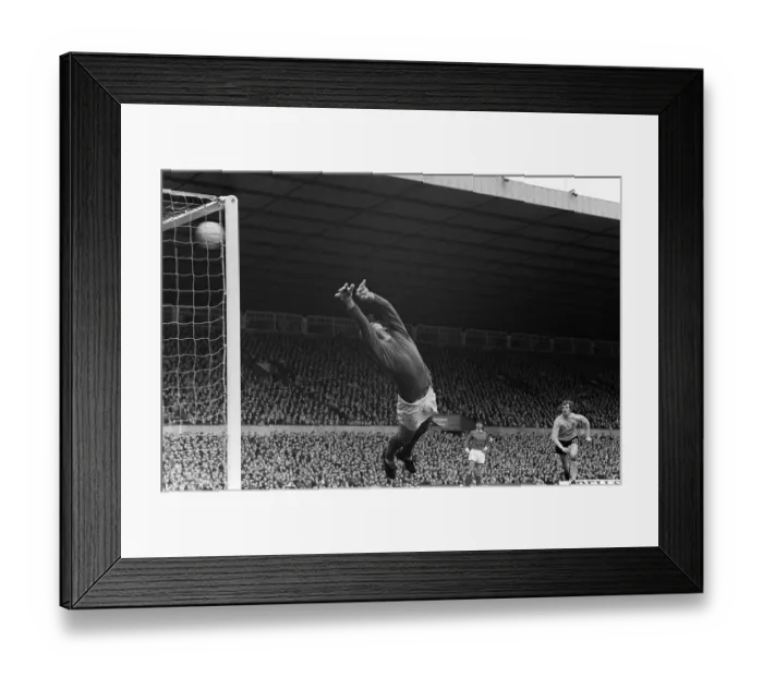 Framed Print : Jimmy Rimmer Manchester United goalkeeper dives 1969 against Watford