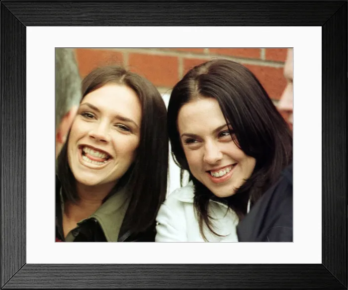 Framed Print : Spice Girls Victoria and Mel C at the Manchester United v Sheffield Wednesday football