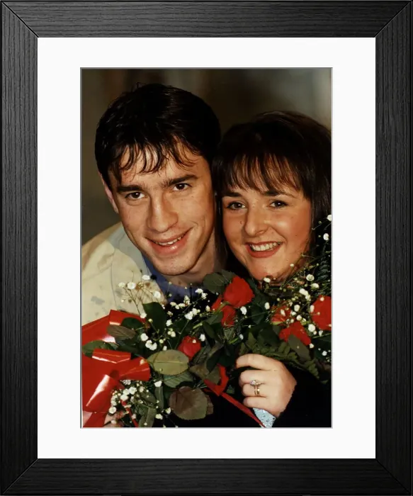 Framed Print : Phil O Donnell Celtic football player with wife Eileen Framed Print : Phil O Donnell Celtic football player with wife Eileen