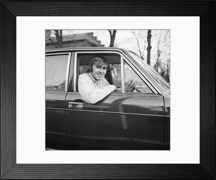 Framed Print : Jimmy Rimmer of Manchester United sitting in his car Framed Print : Jimmy Rimmer of Manchester United sitting in his car