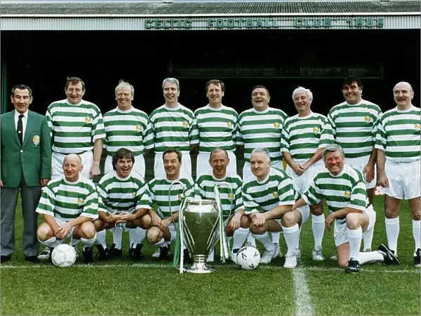 Lisbon Lions Celtic FC team line-up replica 60s football strip European Cup at Parkhead