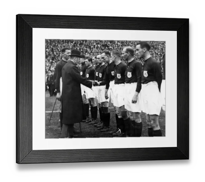 Framed Print : Sport - Football - FA Cup Final - 1927 - Cardiff City v Arsenal - King George V is Framed Print : Sport - Football - FA Cup Final - 1927 - Cardiff City v Arsenal - King George V is