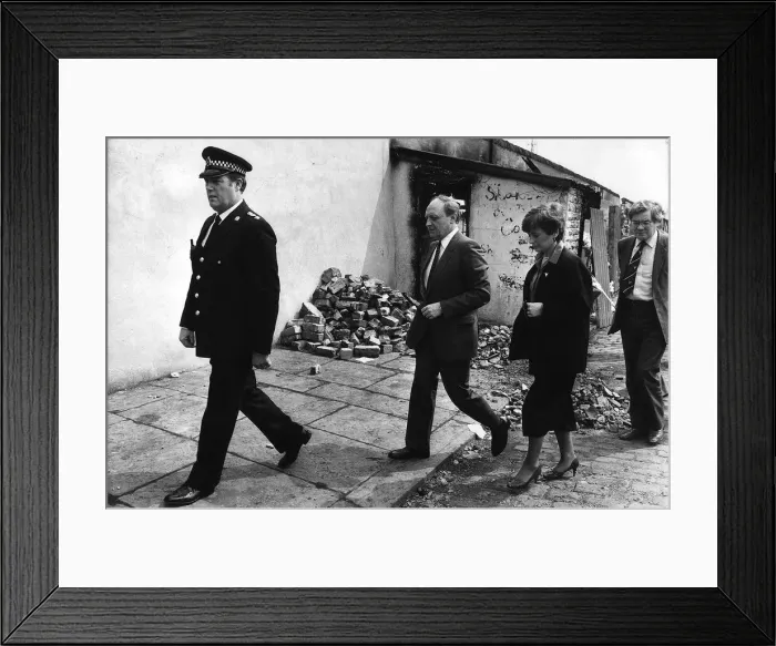 Framed Print : Bradford Football Ground Fire 1985 Neil Kinnock Labour Leader visits Bradford Fire Framed Print : Bradford Football Ground Fire 1985 Neil Kinnock Labour Leader visits Bradford Fire