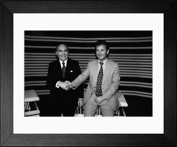 Framed Print : Sir Alf Ramsey former England manager June 1974 shakes hands with Brian Clough Framed Print : Sir Alf Ramsey former England manager June 1974 shakes hands with Brian Clough