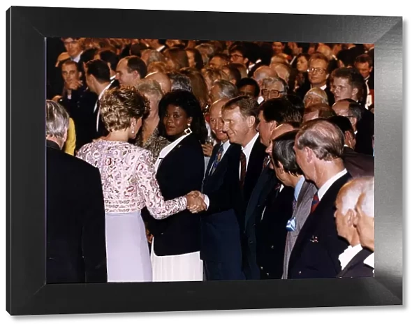 Princess Diana meets the captain of Englands 1966 World Cup winning team Bobby Moore