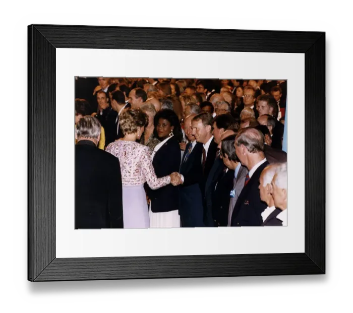 Framed Print : Princess Diana meets the captain of Englands 1966 World Cup winning team Bobby Moore Framed Print : Princess Diana meets the captain of Englands 1966 World Cup winning team Bobby Moore
