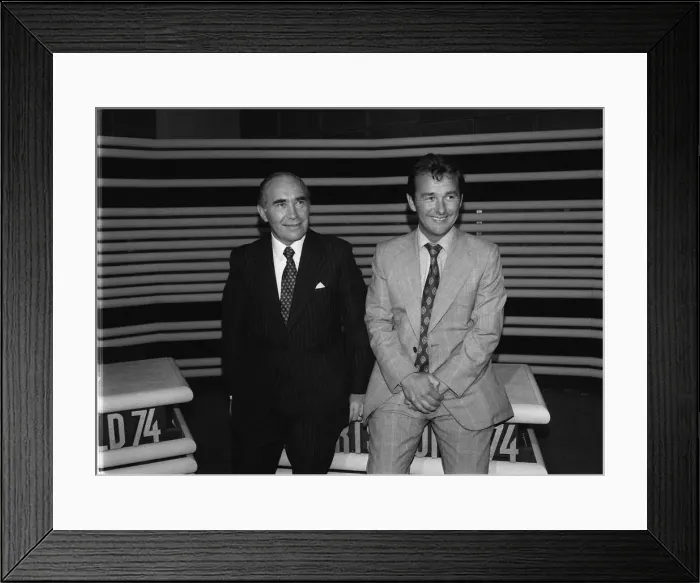 Framed Print : Sir Alf Ramsey former England manager June 1974 and Brian Clough at the ITV