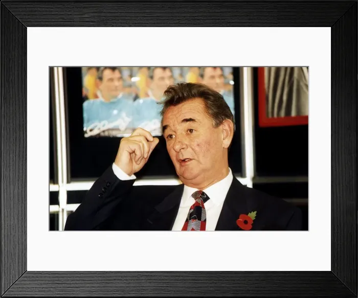 Framed Print : Brian Clough ex Football manager of Nottingham Forest at launch of his new book