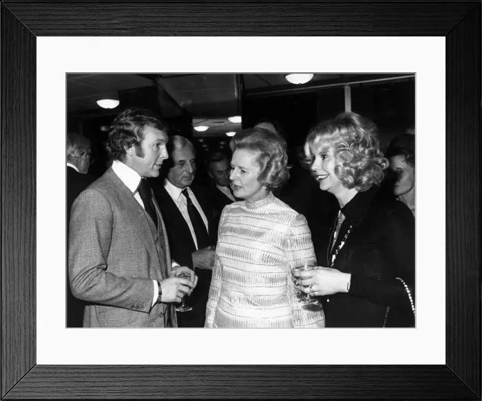 Framed Print : Mrs Thatcher talks to the former England Captain and 1966 World Cup winning hero
