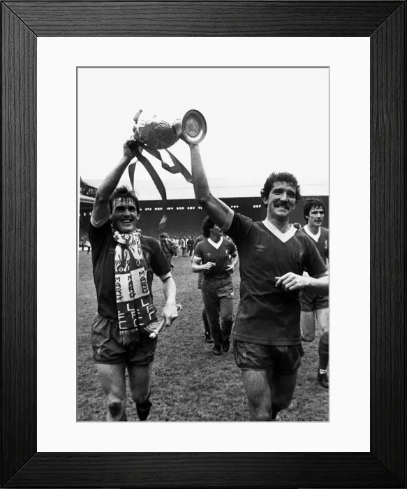 Framed Print : Kenny Dalglish with Graeme Souness proudly holding aloft League Championship trophy Framed Print : Kenny Dalglish with Graeme Souness proudly holding aloft League Championship trophy