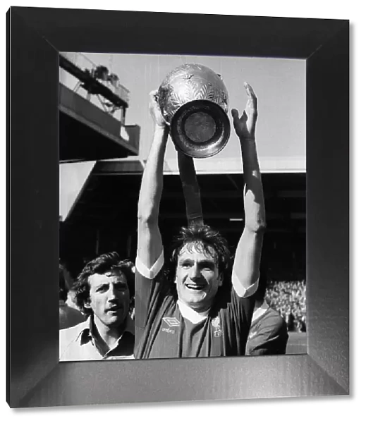 Phil Thompson of Liverpool with League Trophy 1980 after beating Aston Villa