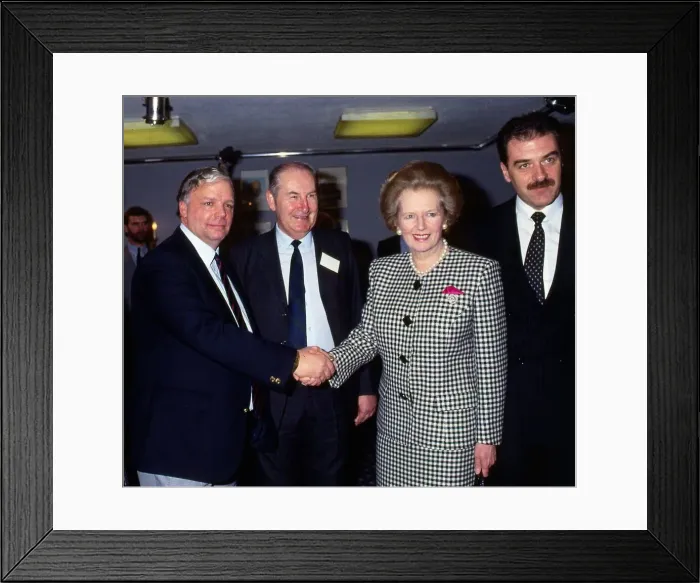 Framed Print : Wallace Mercer shaking hands with Margaret Thatcher 1989 Framed Print : Wallace Mercer shaking hands with Margaret Thatcher 1989