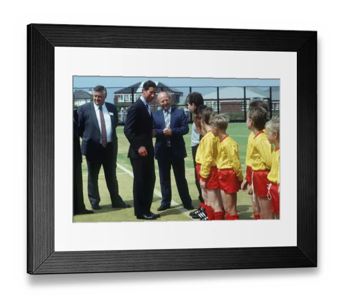 Framed Print : Prince Charles meeting boys football team November 1989