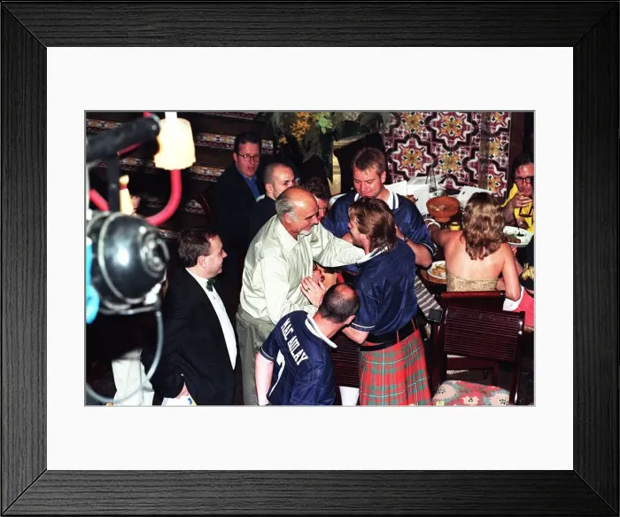 Framed Print : Sean Connery with Ewan McGregor in Paris June 1998 at star studded party following Framed Print : Sean Connery with Ewan McGregor in Paris June 1998 at star studded party following