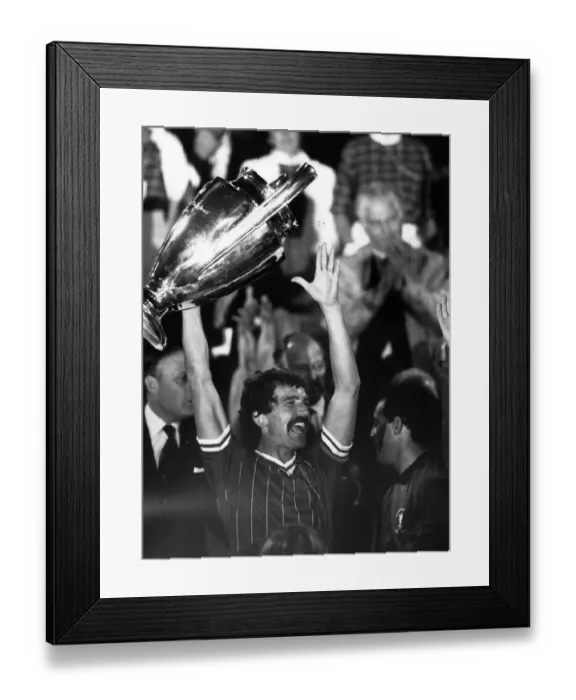 Framed Print : Graeme Souness of Liverpool with European Cup 1984 won for the fourth time