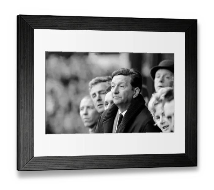 Framed Print : Alec Stock Manager of QPR - March 1968 watching the game betwwen QPR v Blackpool Framed Print : Alec Stock Manager of QPR - March 1968 watching the game betwwen QPR v Blackpool