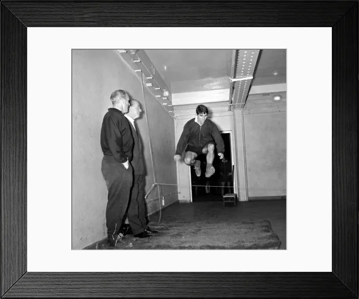 Framed Print : Manchester United Player Tony Dunne during training. August 1965 Framed Print : Manchester United Player Tony Dunne during training. August 1965