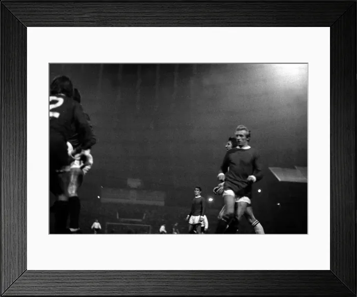 Framed Print : Manchester United v Derby County-Dennis Law December 1969