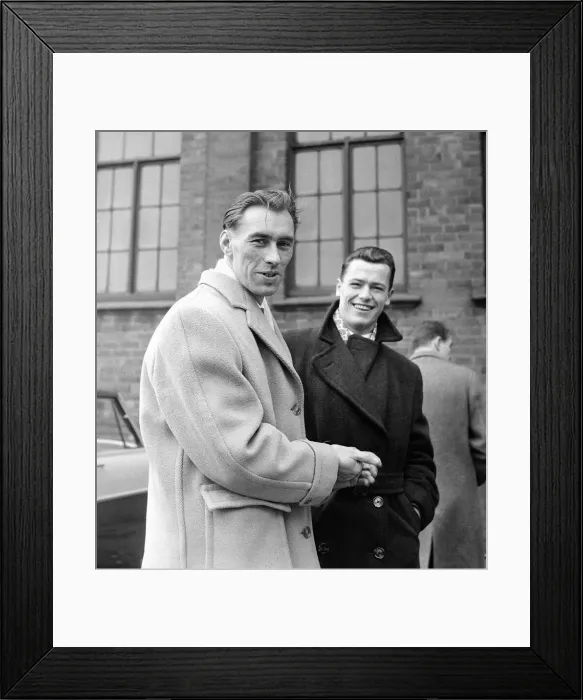 Framed Print : Manchester United players Ray Wood and McParland before the game versus Aston Villa Framed Print : Manchester United players Ray Wood and McParland before the game versus Aston Villa