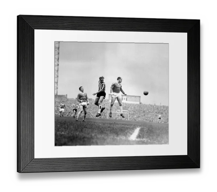 Framed Print : Manchester United versus Newcastle-action during the game October 1960 Framed Print : Manchester United versus Newcastle-action during the game October 1960