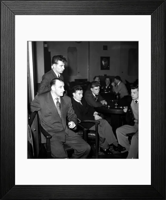 Framed Print : Manchester United team relaxing before a match Allenby Chilton Framed Print : Manchester United team relaxing before a match Allenby Chilton