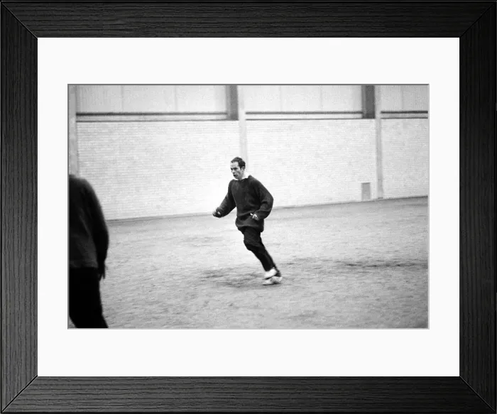 Framed Print : Manchester United Training Wilf Mcguiness - trainer in action. February 1969 Framed Print : Manchester United Training Wilf Mcguiness - trainer in action. February 1969