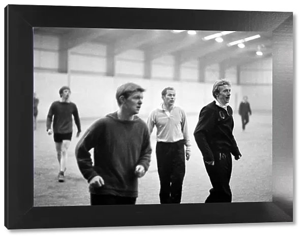 Manchester United Training Indoors-Dennis Law and Wilf Mcguiness Febuary 1969