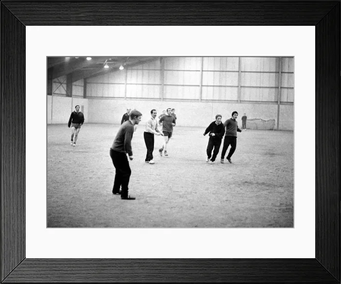 Framed Print : Manchester United Training Febuary 1969 Framed Print : Manchester United Training Febuary 1969