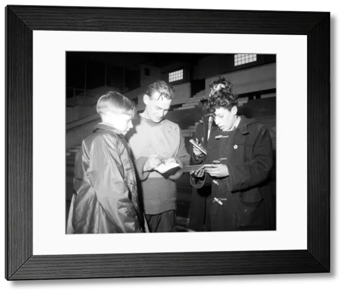 Framed Print : Autograph hunters were quickly on the scene and all eager for Manchester Framed Print : Autograph hunters were quickly on the scene and all eager for Manchester
