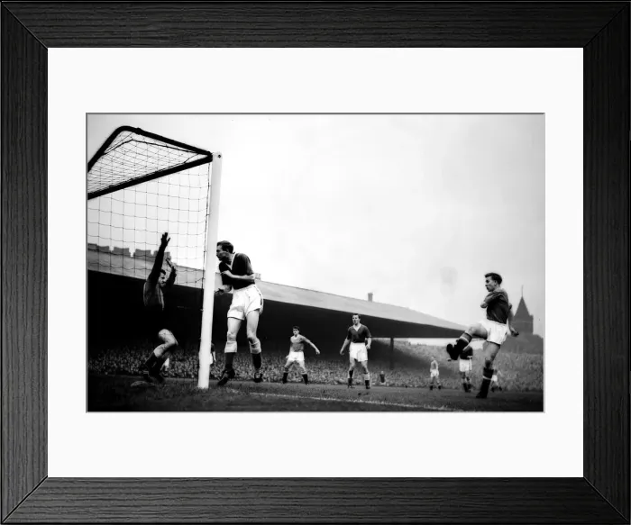 Framed Print : Manchester united versus Everton-action during the game October 1956 Framed Print : Manchester united versus Everton-action during the game October 1956
