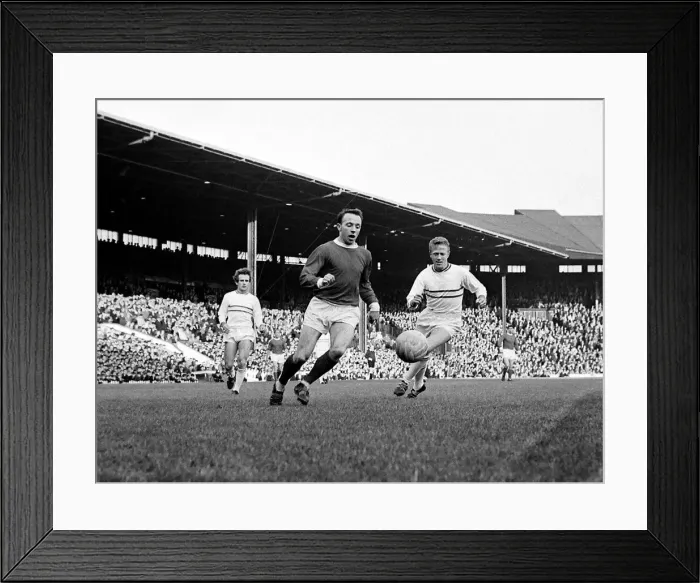 Framed Print : Manchester United versus Strasbourg-Nobby Stiles on the ball. May 1965