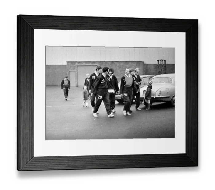 Framed Print : Manchester United players George Best, Nobby Stiles and Bobby Charlton training before